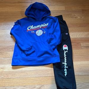 Champion Boys Sweatsuit Size 7/8 Blue/Black